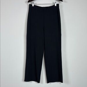 Quince Organic Cotton Double Knit Wide Leg Pants in Bold‎ Black Size Medium
